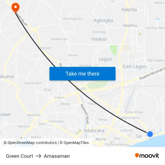 Green Court to Amasaman map