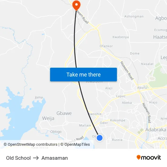Old School to Amasaman map