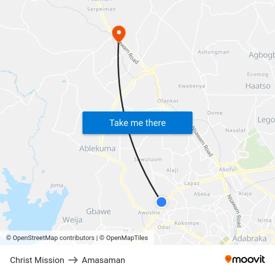 Christ Mission to Amasaman map