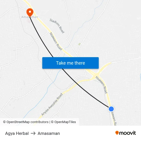 Agya Herbal to Amasaman map