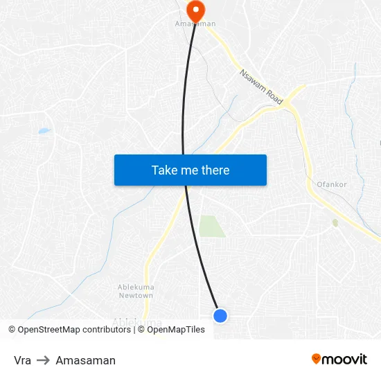 Vra to Amasaman map