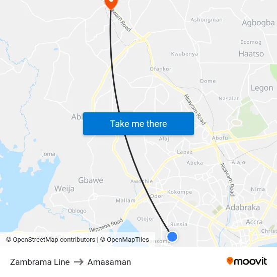 Zambrama Line to Amasaman map