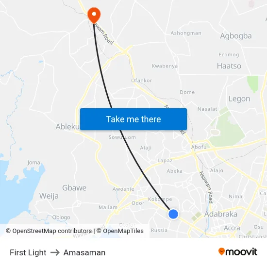 First Light to Amasaman map