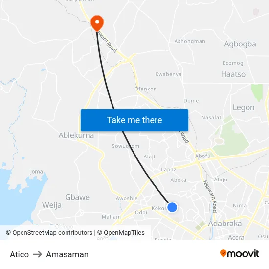 Atico to Amasaman map