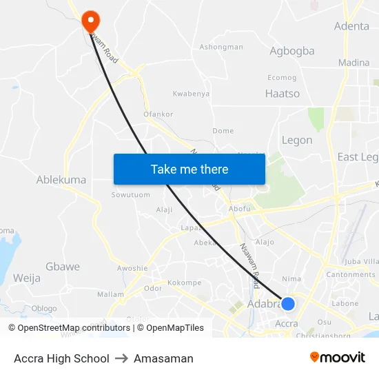 Accra High School to Amasaman map