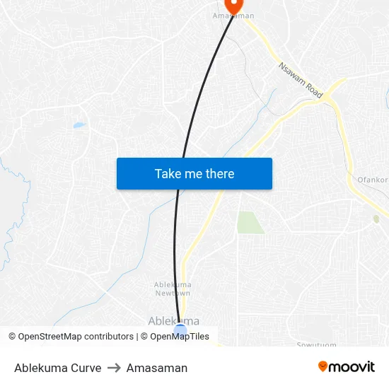 Ablekuma Curve to Amasaman map