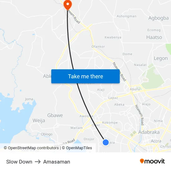 Slow Down to Amasaman map