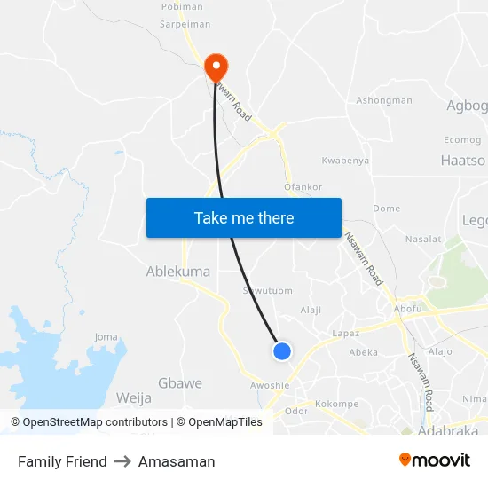 Family Friend to Amasaman map