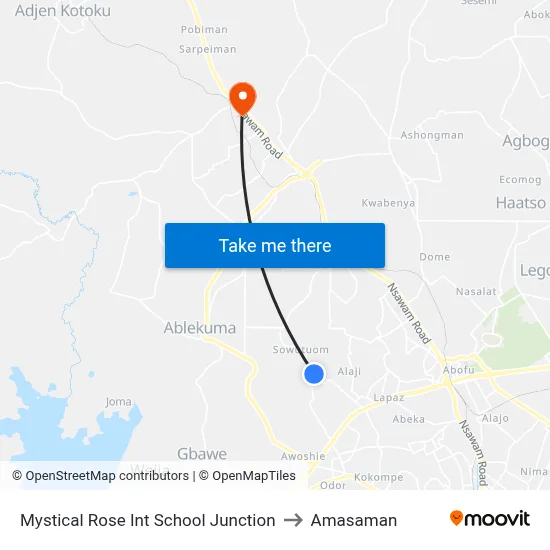 Mystical Rose Int School Junction to Amasaman map