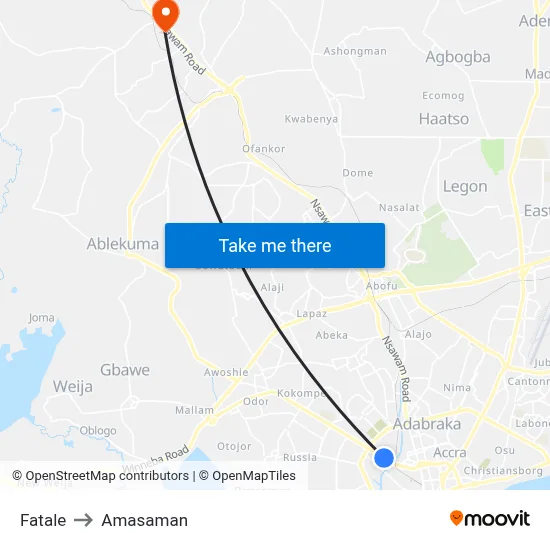 Fatale to Amasaman map