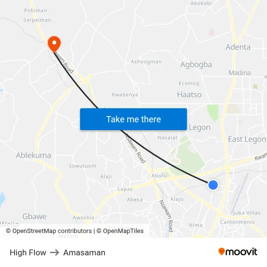 High Flow to Amasaman map