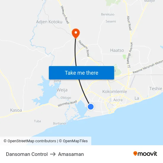 Dansoman Control to Amasaman map