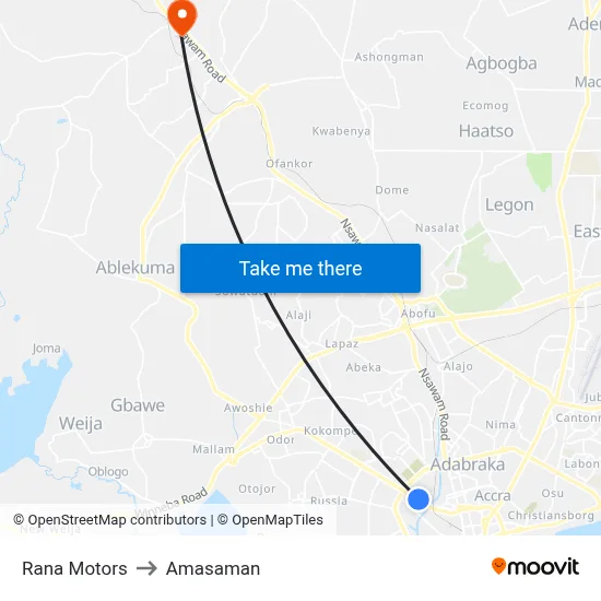 Rana Motors to Amasaman map