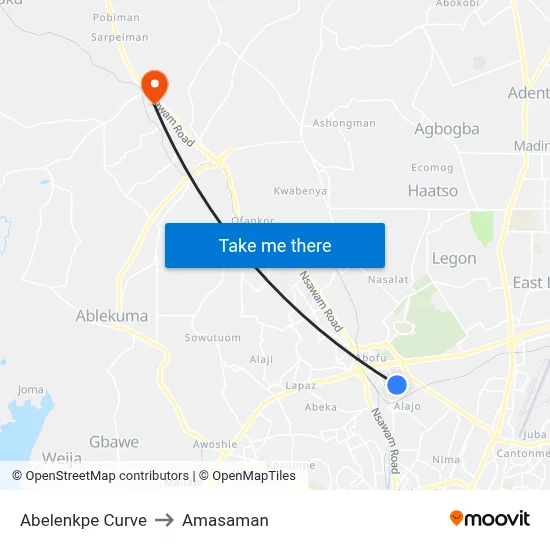 Abelenkpe Curve to Amasaman map