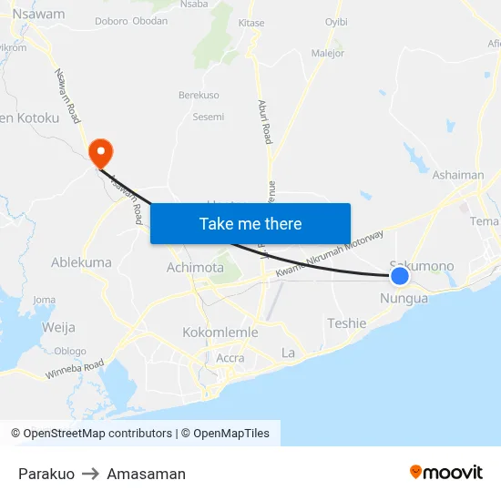 Parakuo to Amasaman map