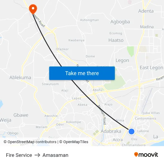 Fire Service to Amasaman map
