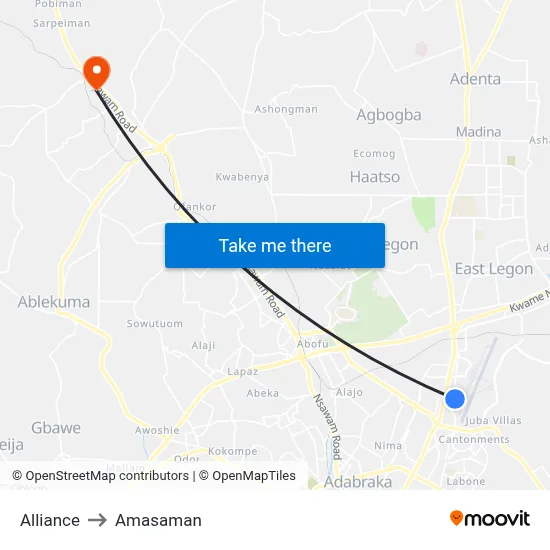 Alliance to Amasaman map