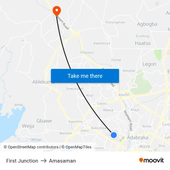 First Junction to Amasaman map