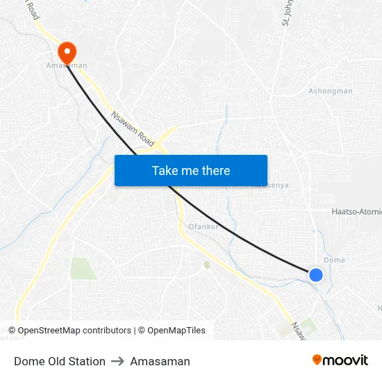 Dome Old Station to Amasaman map