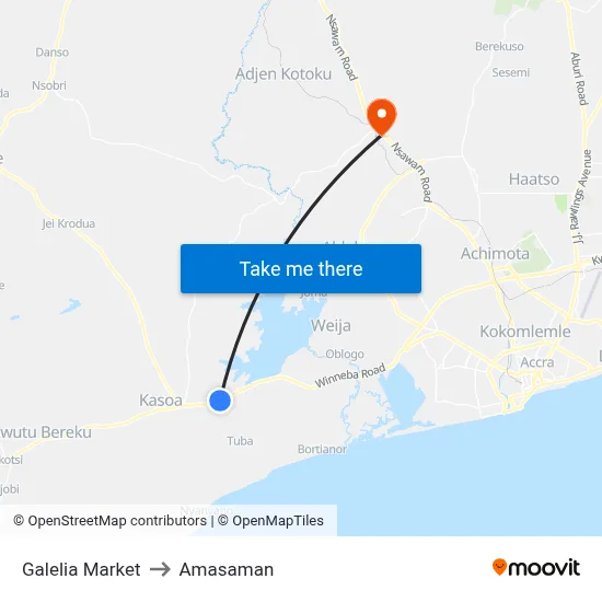 Galelia Market to Amasaman map