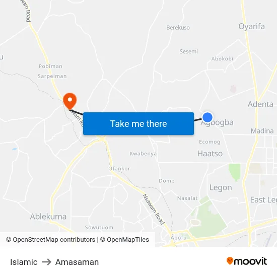 Islamic to Amasaman map