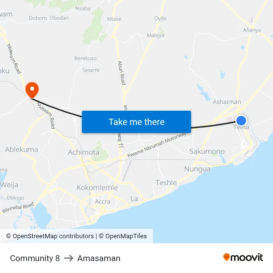 Community 8 to Amasaman map