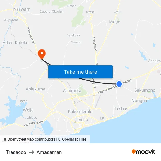 Trasacco to Amasaman map
