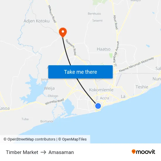 Timber Market to Amasaman map