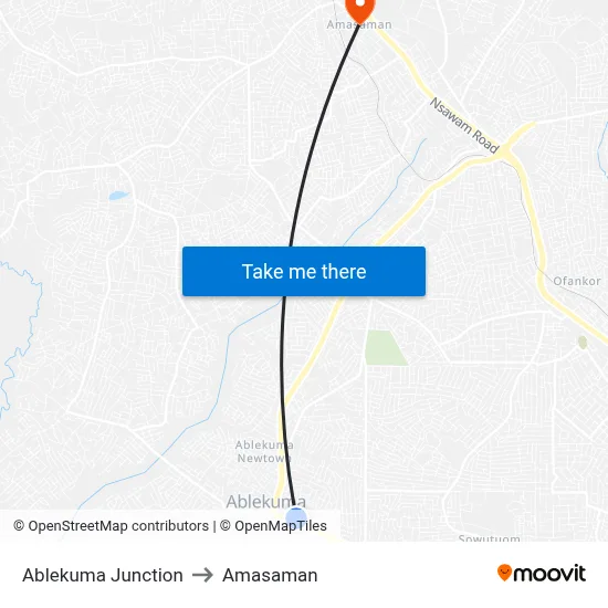 Ablekuma Junction to Amasaman map