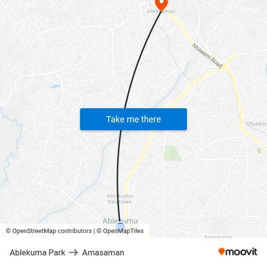 Ablekuma Park to Amasaman map