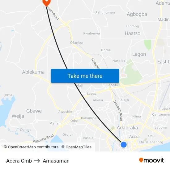 Accra Cmb to Amasaman map
