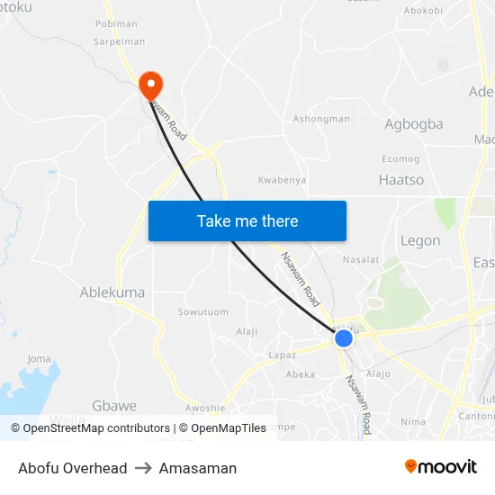 Abofu Overhead to Amasaman map