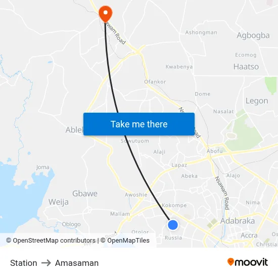 Station to Amasaman map