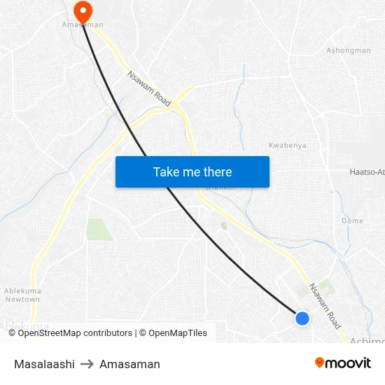 Masalaashi to Amasaman map