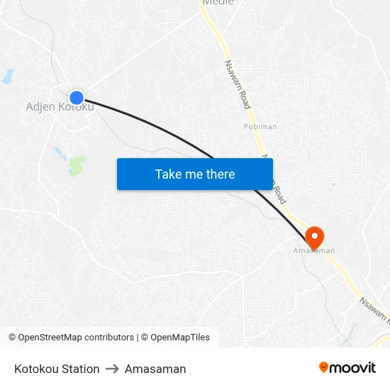 Kotokou Station to Amasaman map