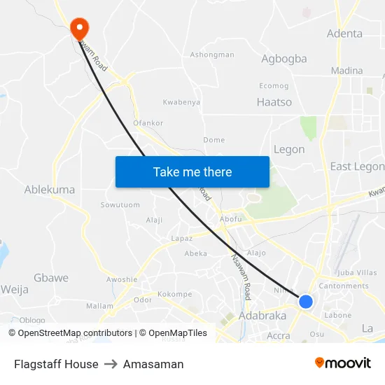 Flagstaff House to Amasaman map