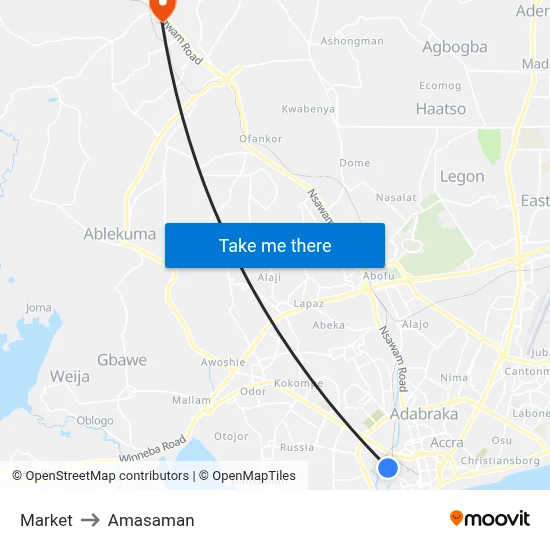 Market to Amasaman map