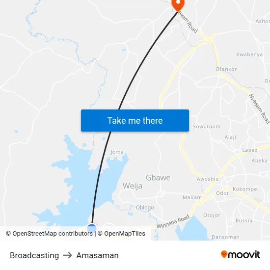 Broadcasting to Amasaman map