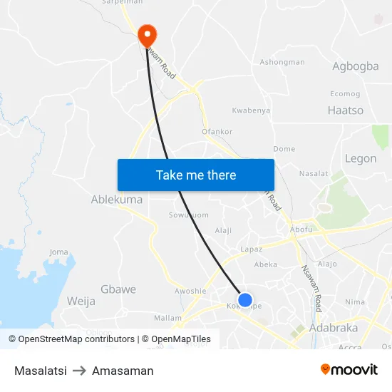 Masalatsi to Amasaman map