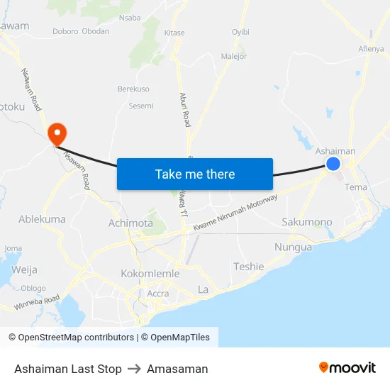 Ashaiman Last Stop to Amasaman map