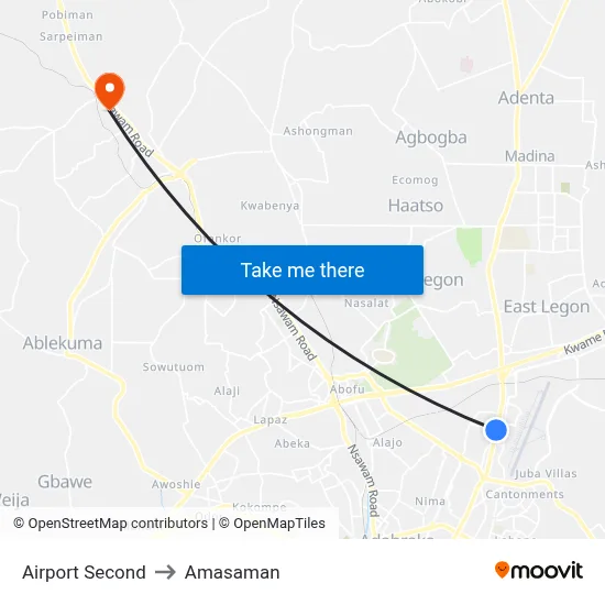Airport Second to Amasaman map