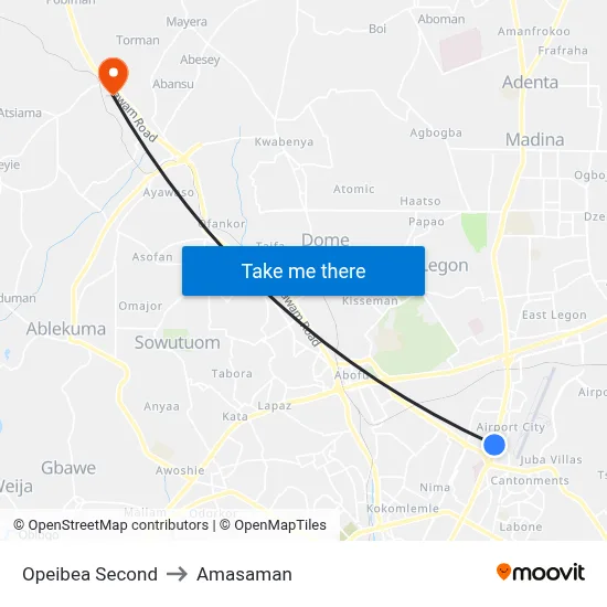 Opeibea Second to Amasaman map