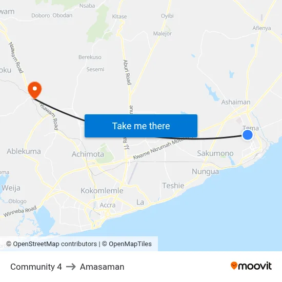 Community 4 to Amasaman map