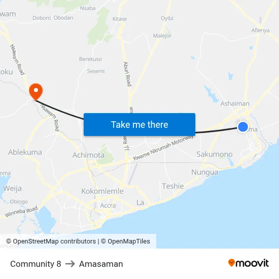 Community 8 to Amasaman map