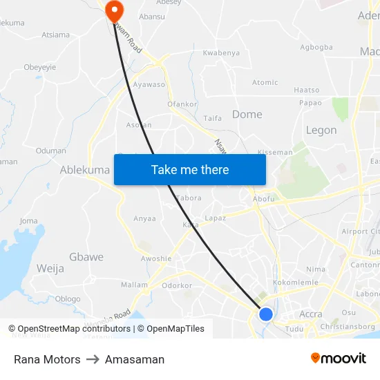 Rana Motors to Amasaman map