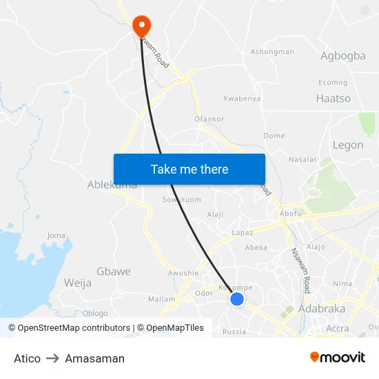 Atico to Amasaman map