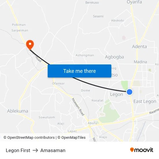 Legon First to Amasaman map