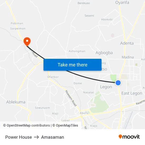 Power House to Amasaman map