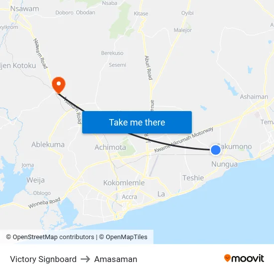 Victory Signboard to Amasaman map