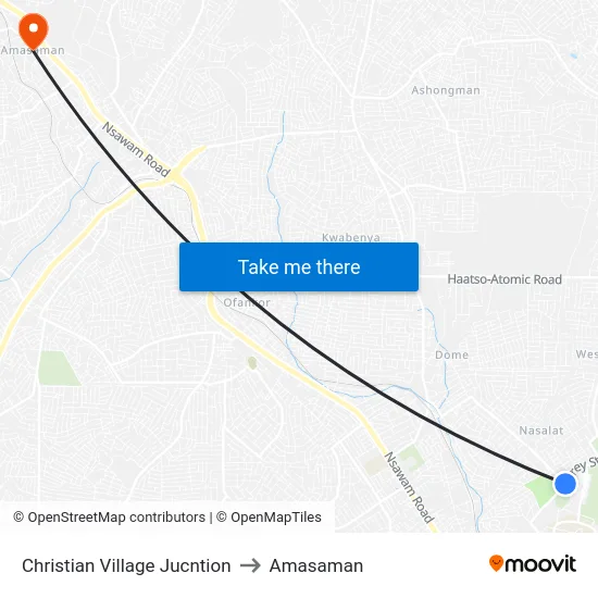 Christian Village Jucntion to Amasaman map